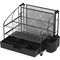 Simple Houseware Desk Organizer 3 Tray w/Sliding Drawer, Hanging File Holder and Pen Holder Accessory, Black
